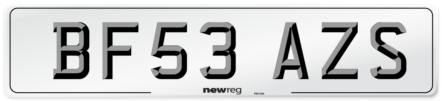 BF53 AZS Number Plate from New Reg